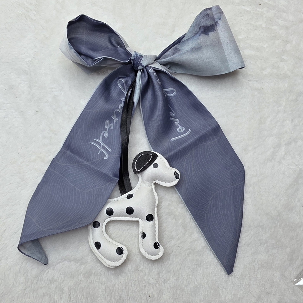 Dalmatian Bow Bag Purse Backpack Charm Keychain